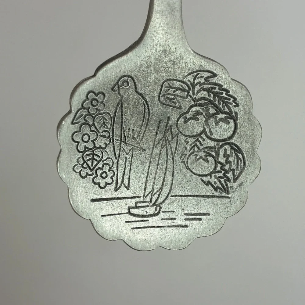 Fort Pewter New Jersey Garden State Souvenir Spoon Cornucopia Sailboat 4.5